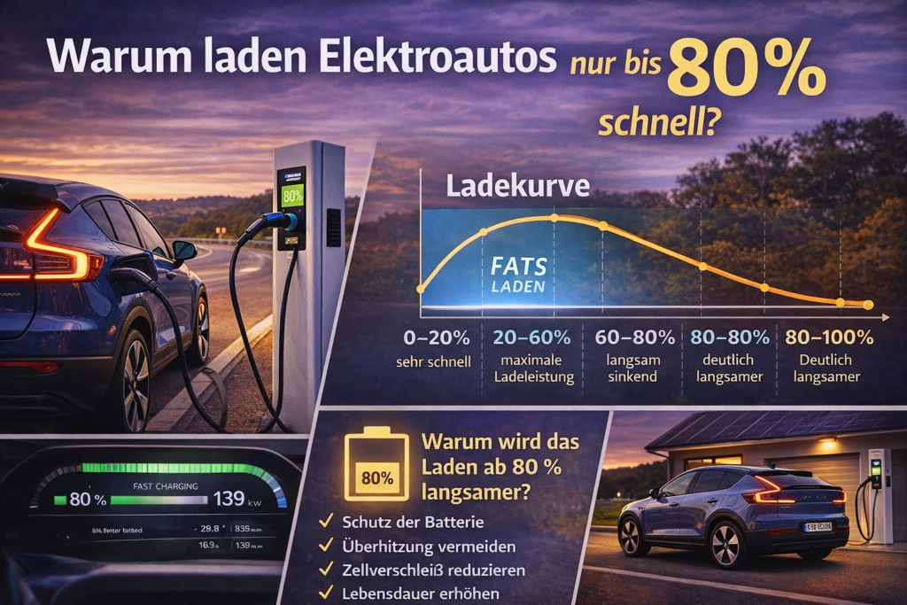 Warum laden Elektroautos nur bis 80 % schnell?